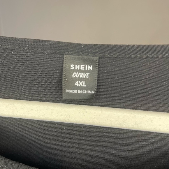 SHEIN Black and Tan Tie‎ Front Ruffled Blouse - Picture 5 of 6